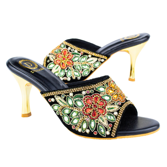 Elevated Gold Multi Pencil Heel Sandals