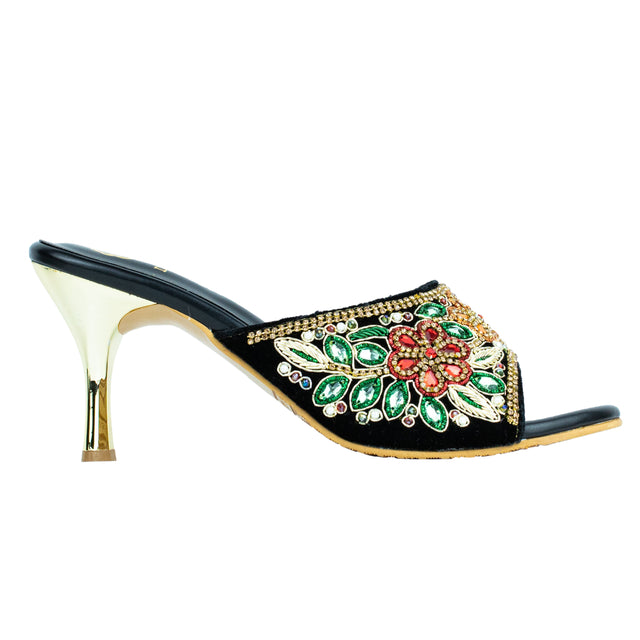 Elevated Gold Multi Pencil Heel Sandals