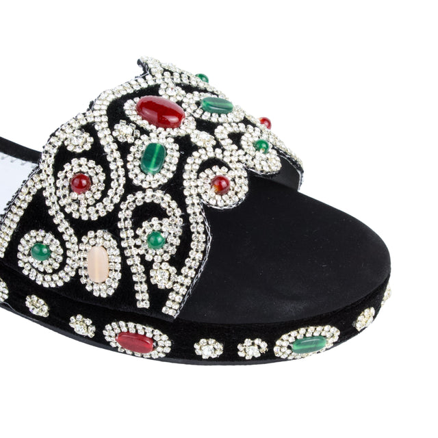 Silver Crystal Embellished Elegant Heel sandals Handcrafted Wedge