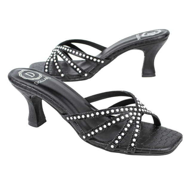 Opulent Black Pencil Heel Sandals