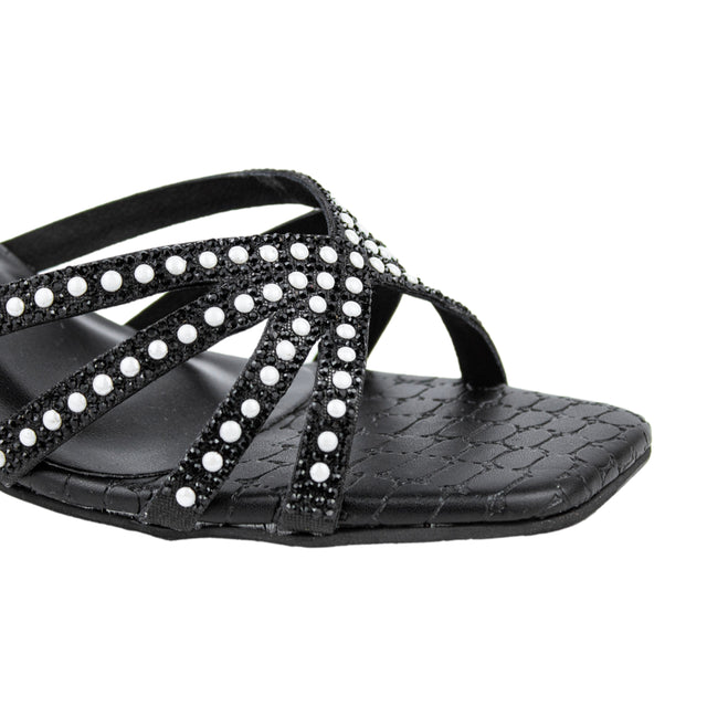 Opulent Black Pencil Heel Sandals