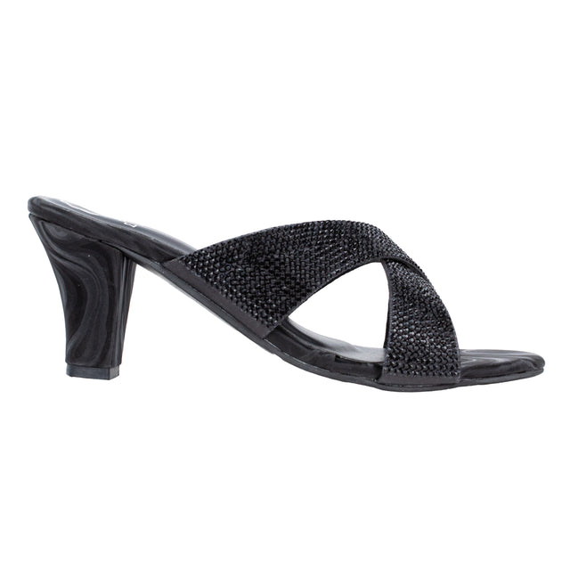 Hana Sophisticated Black Block Heel Sandals