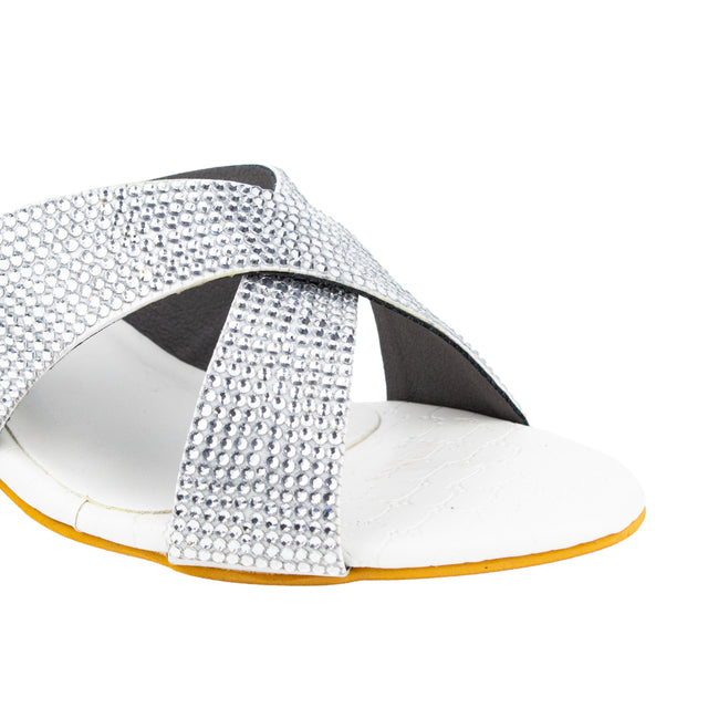 Hana Enchanting White Block Heel Sandals