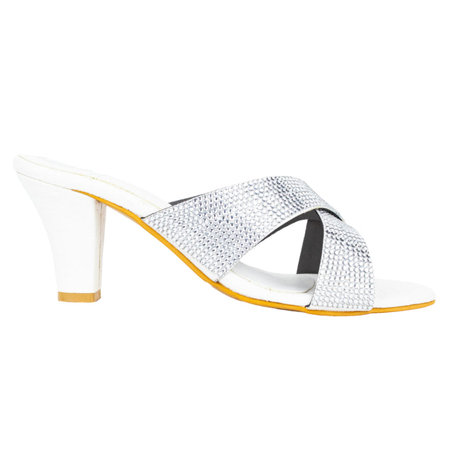 Hana Enchanting White Block Heel Sandals