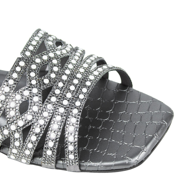 Najma Chic Grey Flat Slippers
