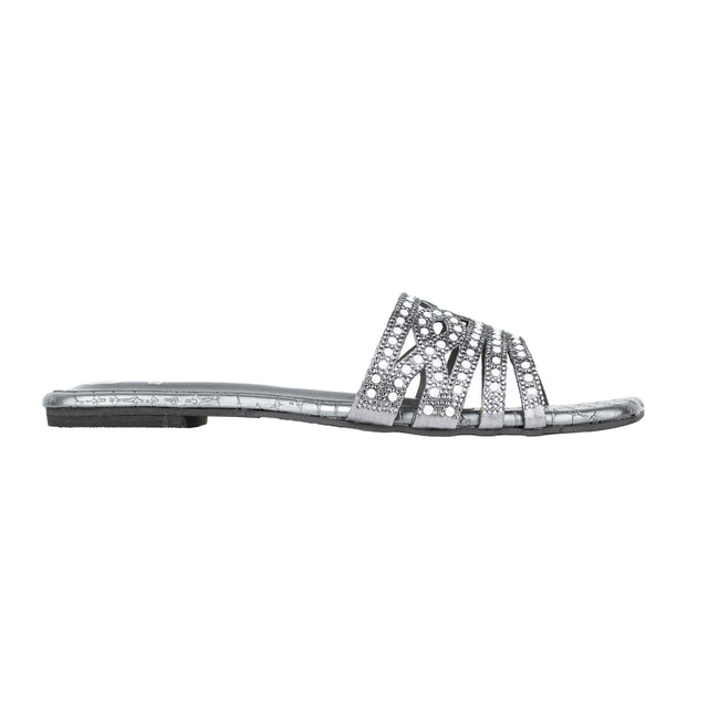 Najma Chic Grey Flat Slippers