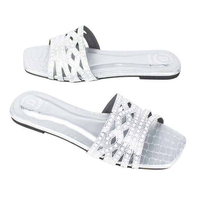 Najma Versatile Silver Flat Slippers