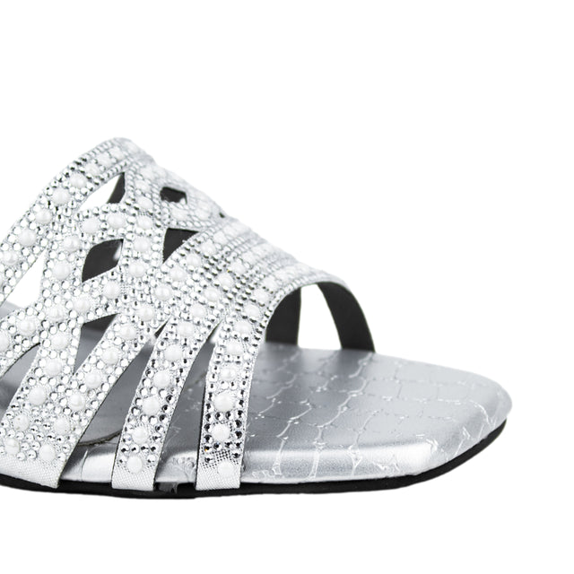 Najma Sophisticated Silver Block Heel Sandals
