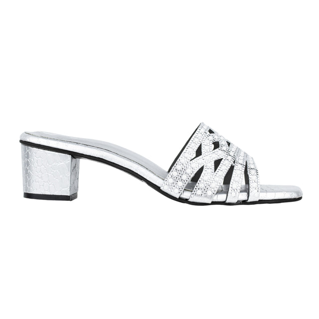 Najma Sophisticated Silver Block Heel Sandals