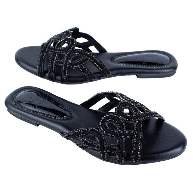 Elevated Black Flat Slippers
