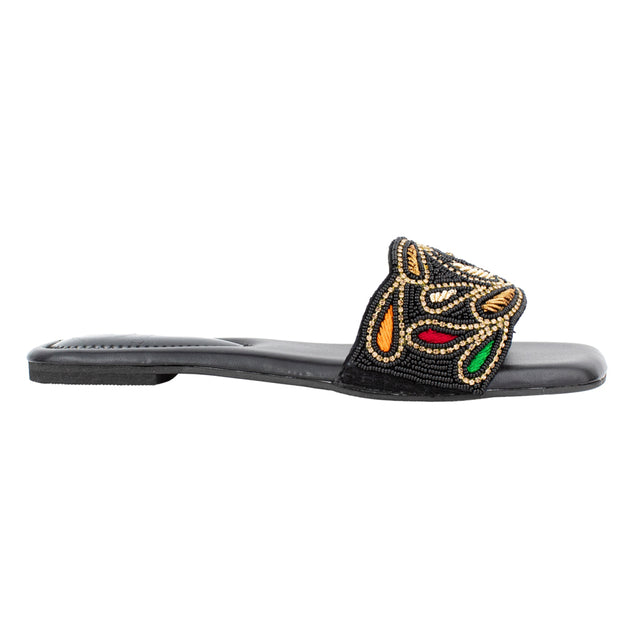 Luxurious Black Flat Slippers