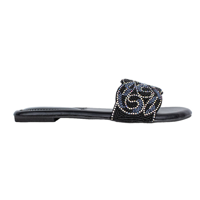 Bold Black Flat Slippers