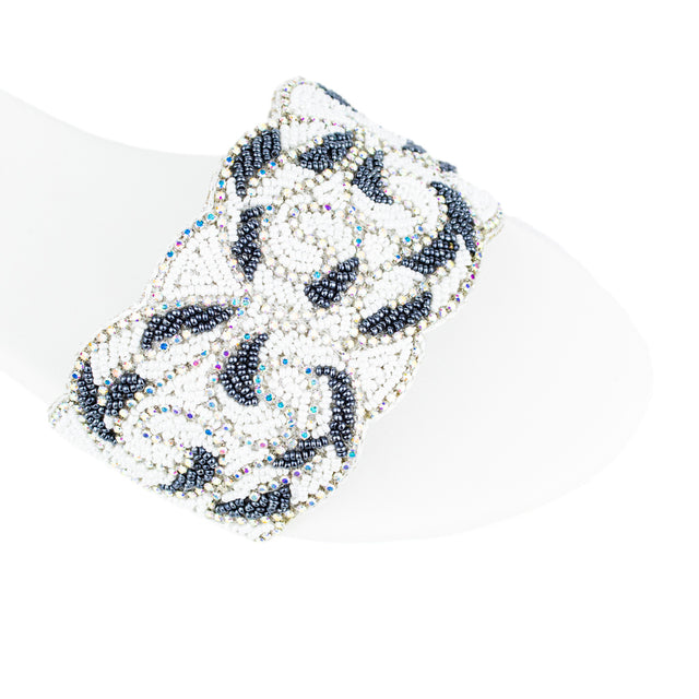 Polished White Flat Slippers