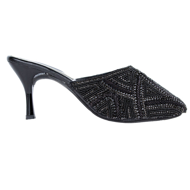 Chic-casual Black Pencil Heel Sandals