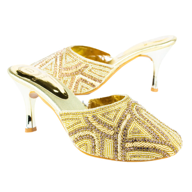 Glamorous Gold Pencil Heel Sandals