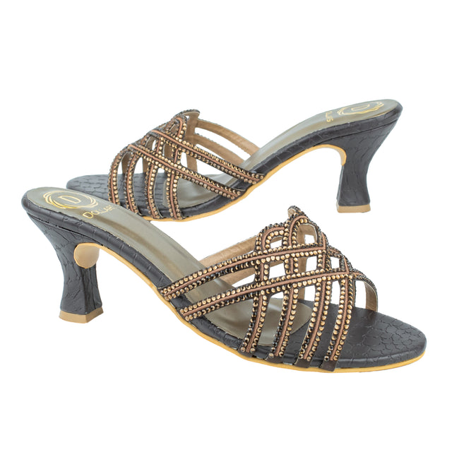 Edgy Brown Pencil Heel Sandals