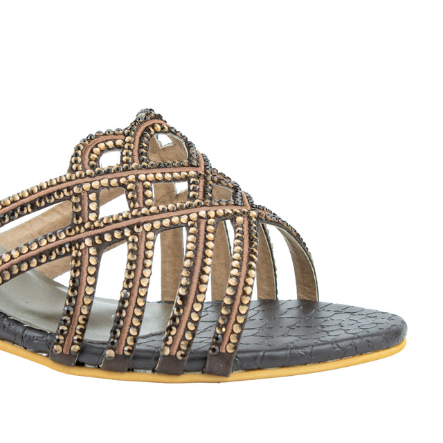 Edgy Brown Pencil Heel Sandals
