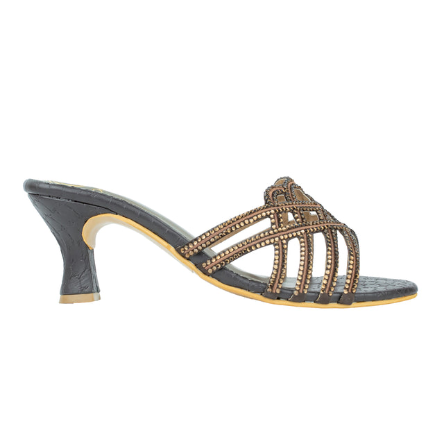 Edgy Brown Pencil Heel Sandals