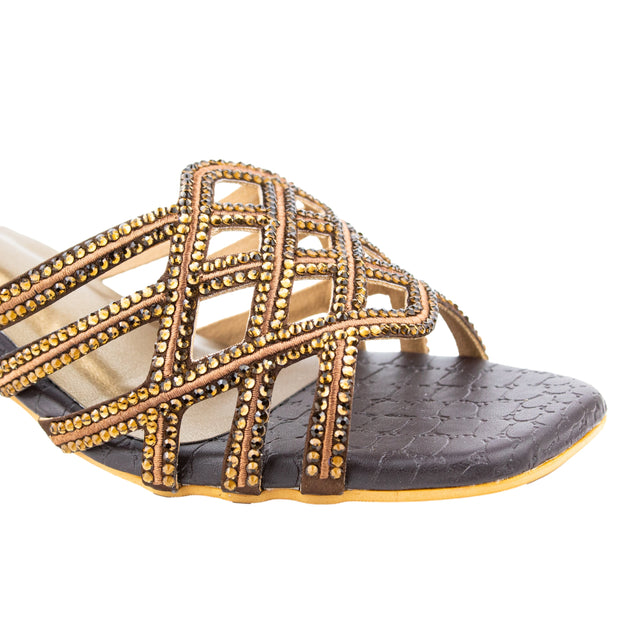 Couture-inspired Brown Block Heel Sandals