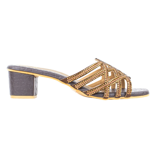 Couture-inspired Brown Block Heel Sandals