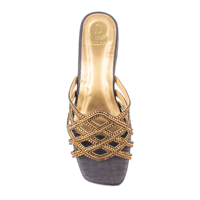 Couture-inspired Brown Block Heel Sandals