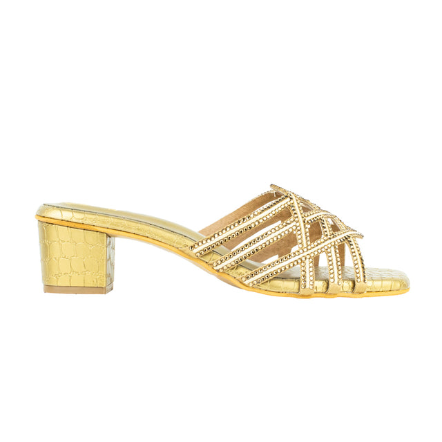 Bold Bronze Block Heel Sandals