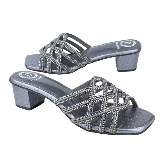 Striking Grey Block Heel Sandals