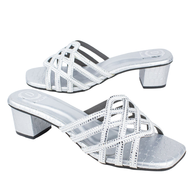 Statement Silver Block Heel Sandals