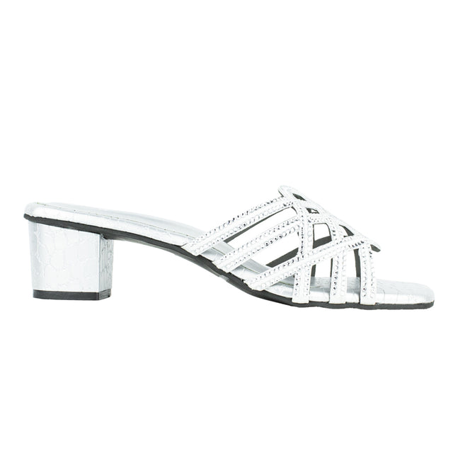 Statement Silver Block Heel Sandals