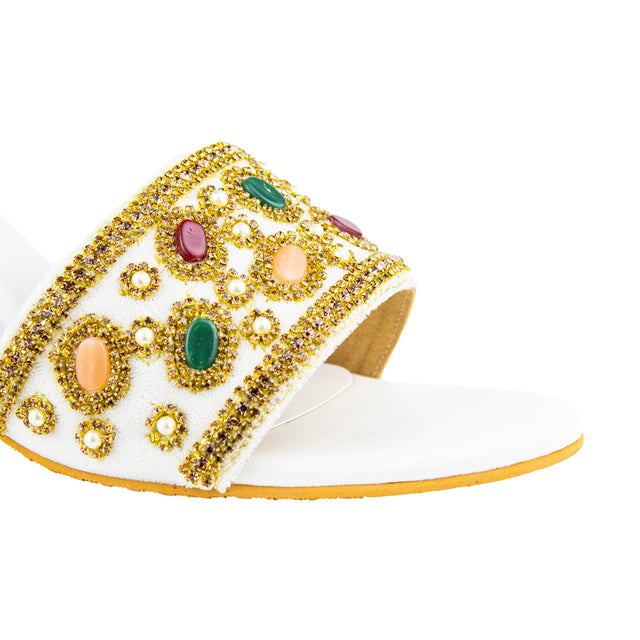 Sleek-modern Cream Pencil Heel Sandals