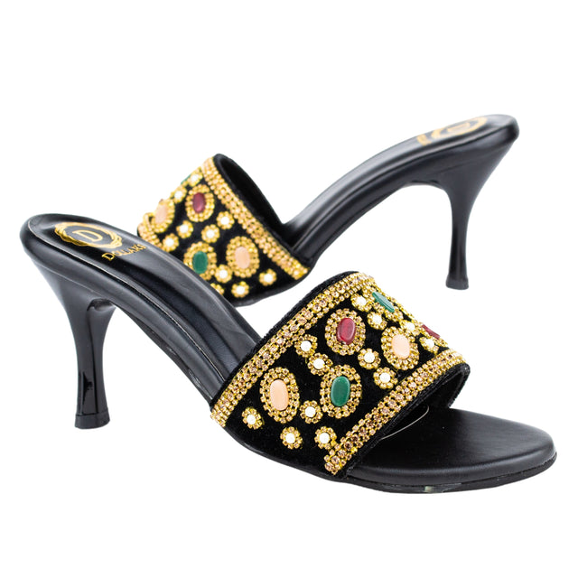 Edgy Gold Pencil Heel Sandals