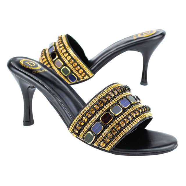 Refined Black Pencil Heel Sandals