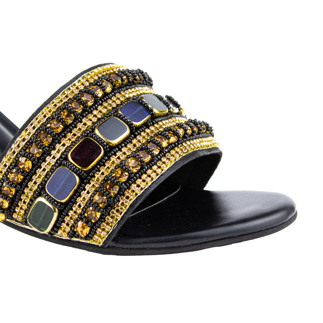 Refined Black Pencil Heel Sandals