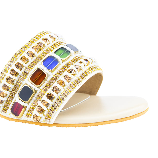 Trendy Cream Pencil Heel Sandals