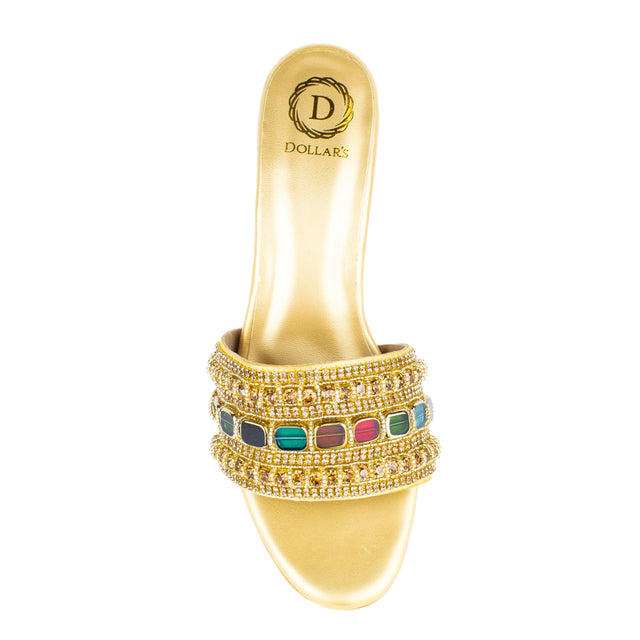 Feminine-chic Gold Pencil Heel Sandals