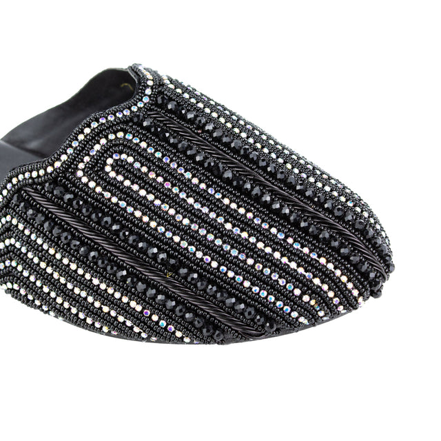Polished Black Flat Slippers