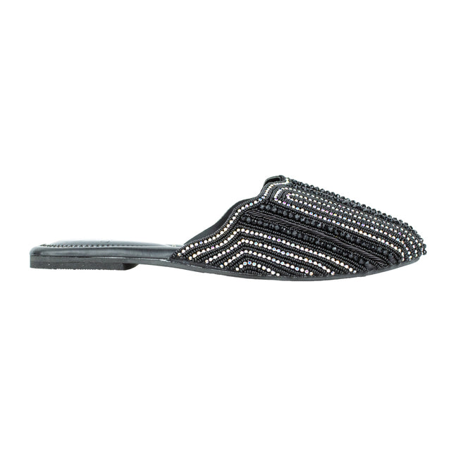 Polished Black Flat Slippers