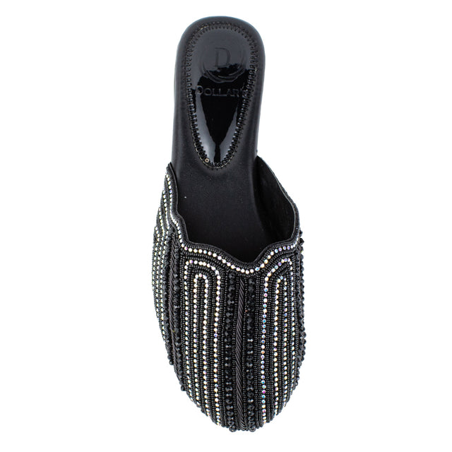 Polished Black Flat Slippers