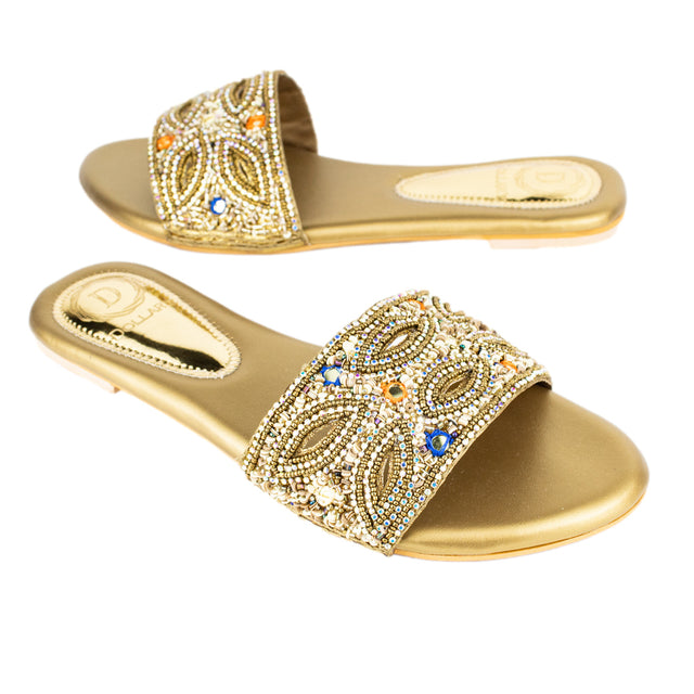 Iconic Bronze Multi Flat Slippers