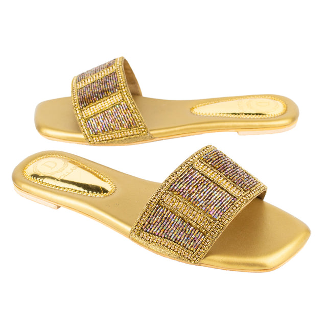 Edgy Bronze Flat Slippers