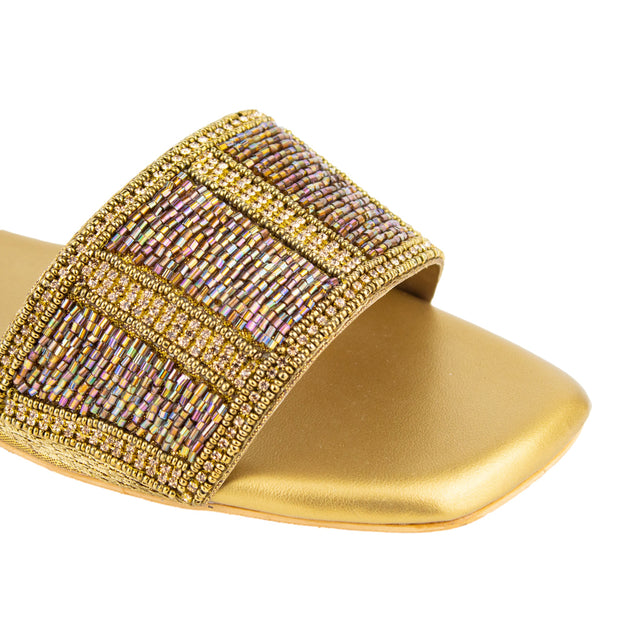 Edgy Bronze Flat Slippers