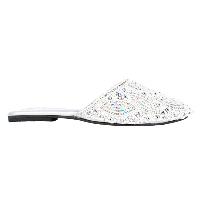 Feminine-chic Silver Flat Slippers