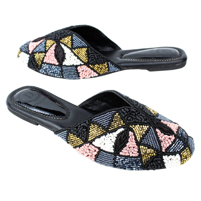 Iconic-fit Black Flat Slippers