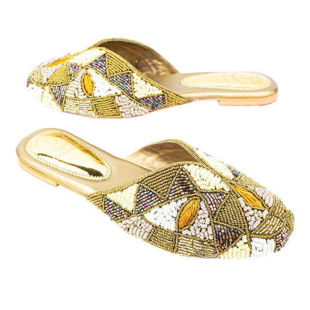 Enchanting Bronze Flat Slippers