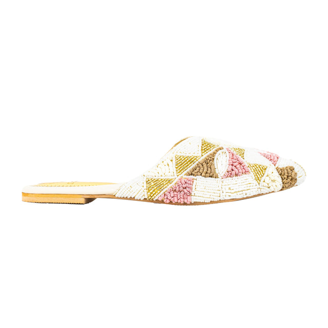 Couture-inspired Cream Flat Slippers