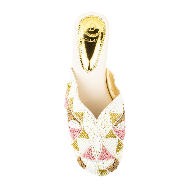 Couture-inspired Cream Flat Slippers