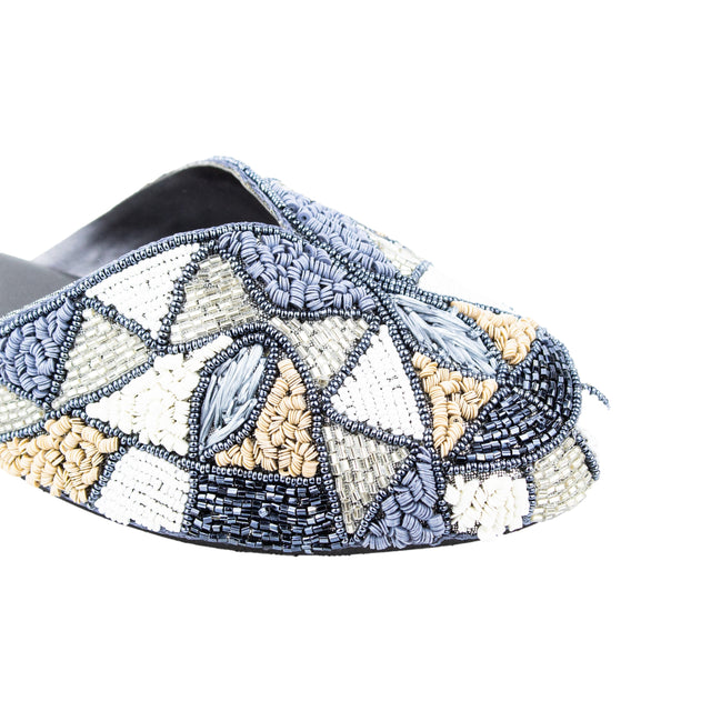 Handcrafted Grey Flat Slippers