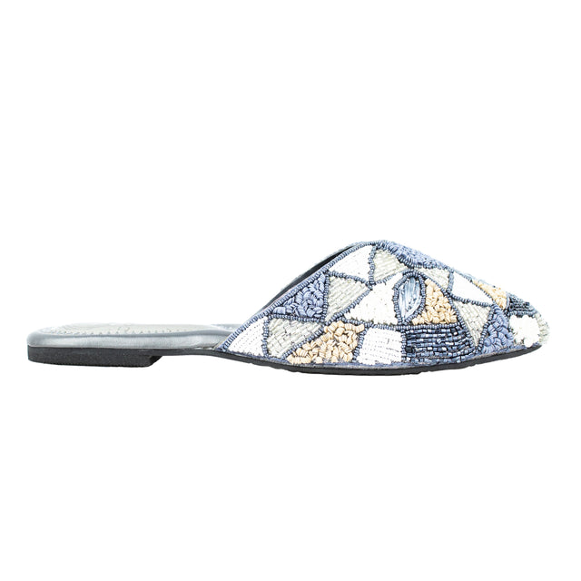 Handcrafted Grey Flat Slippers
