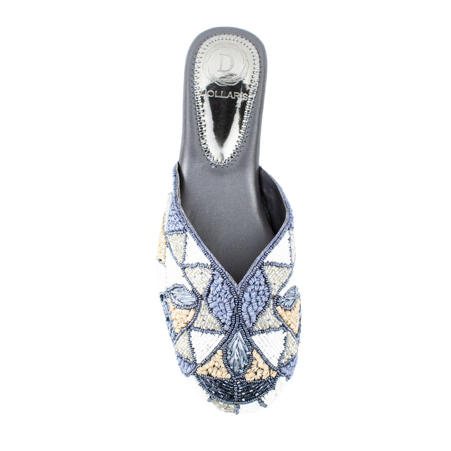 Handcrafted Grey Flat Slippers