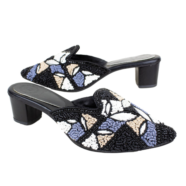 Feminine-chic Black Block Heel Sandals